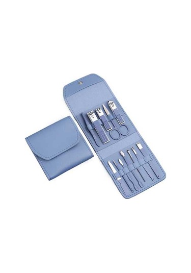 Pazly Pedikür & Manikür Seti - Taşınabilir Tırnak Makası, Dosya, Kaş Makası, Ölü Deri Aracı, Mavi Mavi