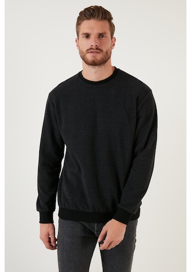 Buratti Slim Fit Bisiklet Yaka Pamuklu Erkek Kazak 456201 Antrasit