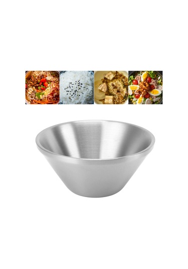 Yuntech01 304 Paslanmaz Çelik İki Katlı Kase - 15cm Altın Renkli, Isı Koruyucu, Yemek/salat/dondurma Kullanıma Uygun