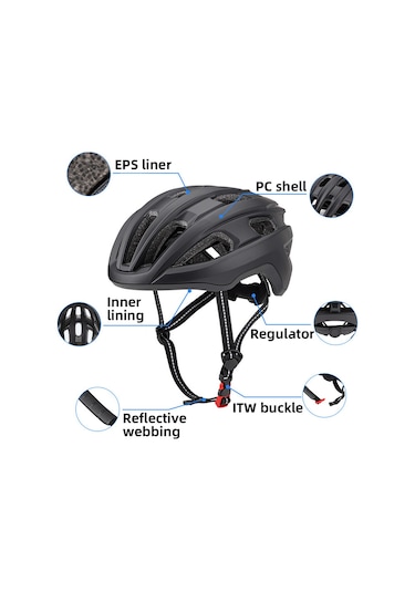 Yetişkin Ayarlanabilir Bisiklet Kaskı Rüzgar Geçirmez Dağ Bisikleti Kaskı Nefes Alabilir Bisiklet Kaskı Siyah