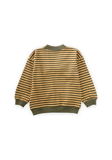 Çizgili Triko Hırka 0-4 Yaş Hardal Haki Hardal