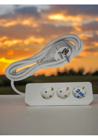 Asyagrup Seldur Üçlü Çocuk Korumalı Grup Priz 2 Metre Kablolu