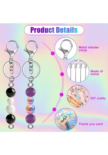 Gatherco 20 Adet Boncuklu Anahtarlık Çubukları, Kendin Yap Anahtarlık Yapımı İçin Boş Boncuklu Anahtarlık Aksesuarları, Kişiselleştirilmiş El Sanatları Hediyeleri