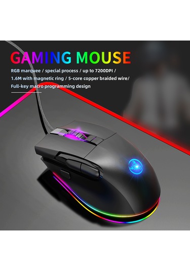 Yaozixa Oyuncu Klavye Ve Mouse Seti - 35 Tuşlu Tek El Klavye, 7200 Dpı Mouse, Rgb Işık Efektleri, Makro Programlama, Ergonomik Tasarım Diğer