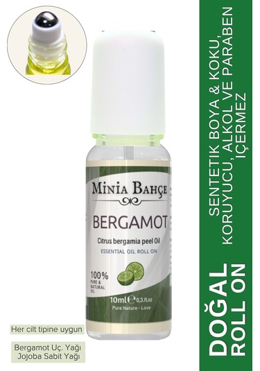 Bergamot Uçucu Yağı, Jojoba Yağı 10ml, Doğal Roll On,