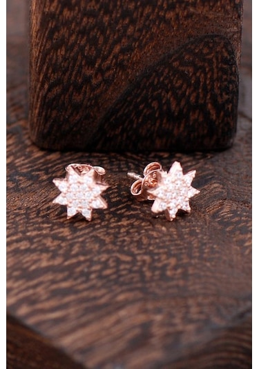 Yıldızlı Rose Gümüş Küpe 2379