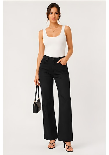 Lili Woman Kadın Siyah Bol Paça Denim Pantolon Ty.msm01s
