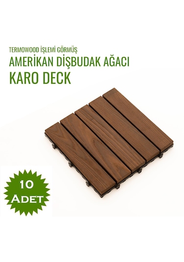 Pafu Sunsoe Dişbudak Ağacı Balkon Bahçe Ahşap Yer Döşemesi Karo Deck 30x30 Cm - 10 Adet 0,9m2