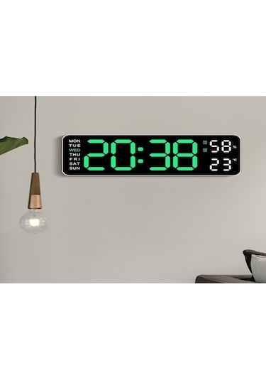 Teltree 9 İnç Büyük Sayıklı Duvar Saati - Sıcaklık, Nem, Hafta Günü Gösterici, Otomatik Işık Regülasyonlu Led Dijital Alarm Saat Kırmızı - Siyah