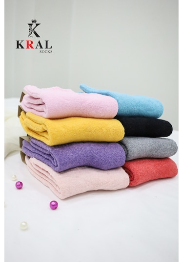 Kadın Çorap 5 Çift Renkli Termal Havlu Kışlık Çorap Isı Emici ASORTİ