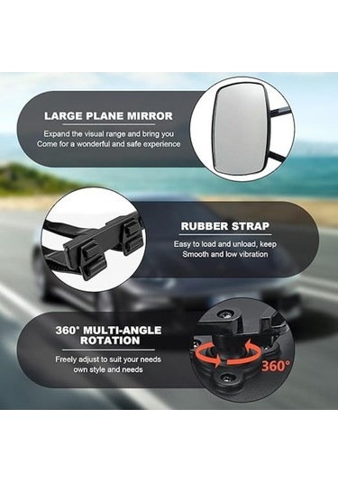 Besthome1 İki Karavan Aynası, Evrensel Ek Ayna, Karavan Aynası, 190x125mm, Ayarlanabilir Çift Taraflı, Tüm Standart Araçlar İçi