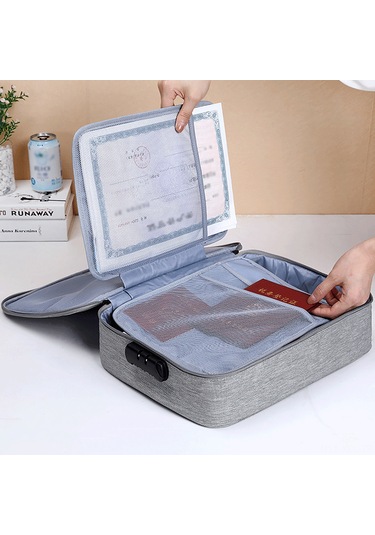 Konesam Su Geçirmez Oxford Doküman Çantası, Şifreli Kilitli, 3 Katlı Büyük Kapasite, Pasaport Ve Belgeler İçin Organizatör, Mavi Çok Renkli