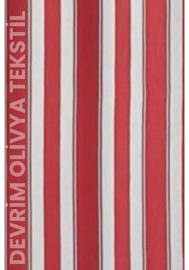 Devrim Olivya Tekstil Kirmizi-beyaz Çizgili Özel Dikim Lüks Halkalı Branda Balkon Perdesi Beyaz - Kırmızı