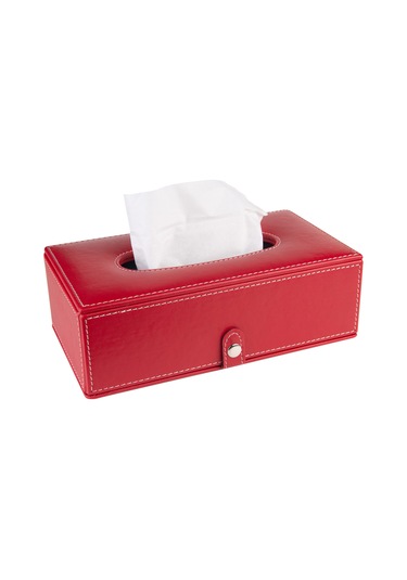2k Suni Deri Peçetelik Mendil Kutusu 13 24 6 Cm. Kırmızı Kırmızı