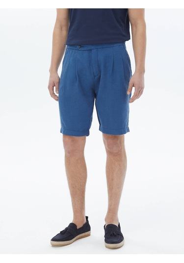 Kip Mavi Dokuma Casual Bermuda Çok Renkli