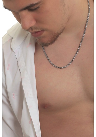 Labalaba Erkek Burgu Zincir Çelik Kolye Gümüş