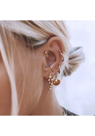 Heppii Gold Renk Cerrahi Çelik Spiral Piercing Kulak Dudak Burun Kaş Kıv Altın