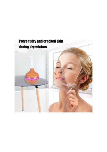 Geeksen Ahşap Desenli Usb Led Gece Lambalı 300ml Ultrasonik Buzul Makinası - Sessiz Havuz Nemlendirici Ve Aromaterapi Cihazı