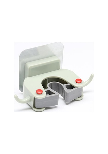 Yeşil Abs-silikon Sürekli Tutucu, İki Kanca İle Delmezsiz Duvar Takımı - Mop, Süpürge Ve Temizlik Gereçleri İçin Gri Gri