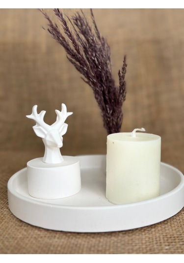 Geyik Heykeli İle Dekoratif Sunumluk, El Yapımı, Hediyelik, Ev Dekoru