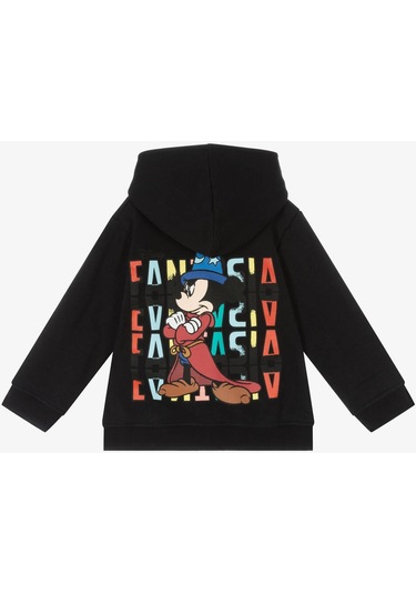 Çocuk Unisex Siyah Üzeri Çok Renkli Baskılı Sırt Detay Büyücü Mickey Çok Renkli