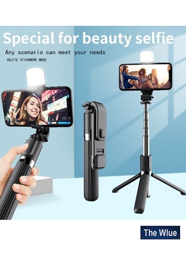 3in1 Bluetooth Kumandalı Ayaklı Led Selfie Çubuğu 100 Cm Kompakt