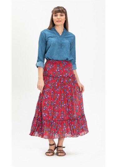 Uzun Kol Şile Bezi Akasya Bluz Kot Mavi Ktmv İndigo