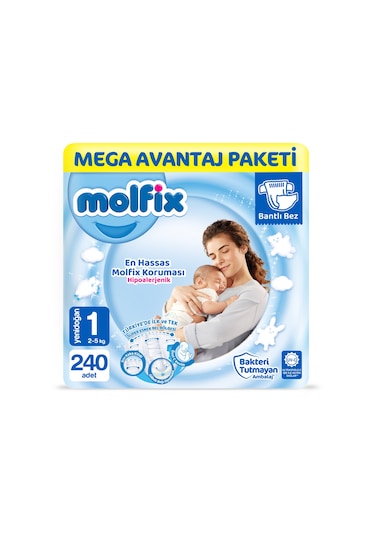 Molfix Bebek Bezi 1 Numara Yenidoğan Mega Avantaj Paketi 240 Adet
