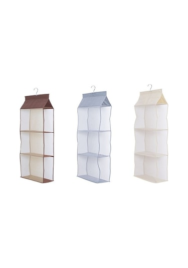 Dancemonkey Cbtx 3 Katlı Çanta Asma Organizatör, Tasarruflu Dokunmamış Kumaş Saklama Çantası Bej Çok Renkli