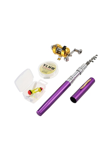 Mufunye Mavi/pembe/kırmızı Minik Çubuk Balıkçılık Seti - Aluminyum Allüminyum Kamış, Makara, İp Ve Olta Kutusu 99cm Genişletilebilir