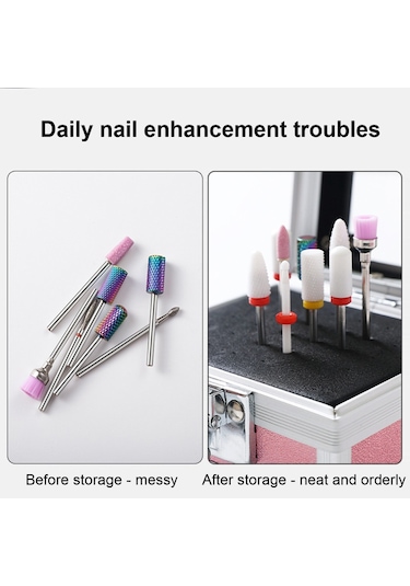 Mufunye 30 Delikli Oje Başlığı Saklama Kutusu, Taşınabilir, Gümüş