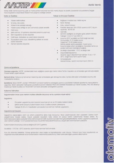 Motip Üniversal Akrilik ŞEFFAF Parlak Vernik Spreyi 500 ml