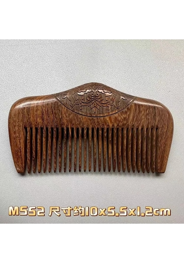 Doğal Siyah Abanoz Ultra Dar Dişli Ahşap Tarak Başlık Saç Fırçası