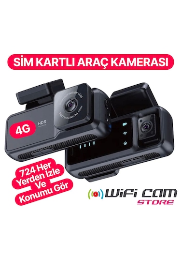 Sim Kartlı Çift Kameralı 4g Araç Kamerası Gps Ve Konum Özelliği