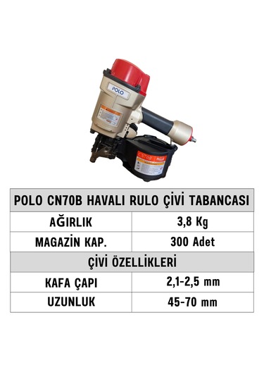 Polo CN70B Havalı Rulo Çivi Tabancası