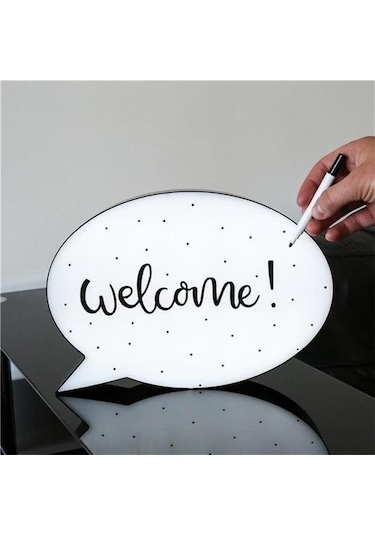 Evyora Kalemle Yazılabilen Konuşma Balonu Görünümlü Işıklı Mesaj Panosu