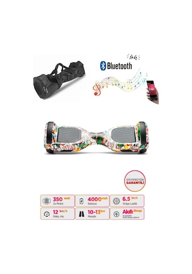 Elektrikli Kaykay Scooter Akıllı Denge Hoverboard + Hoverkart + Çanta Full Ledli Extrem Paket D19
