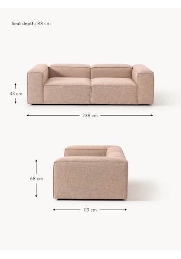 Most Mollis 2 Modül Kanepe Koltuk 09 Bej Keten Kumaş Yumuşak Süng