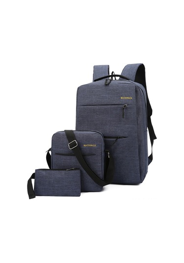 Wezone Erkek İş Çanta Seti - Moda & Konforlu, Büyük Kapasiteli Sırt Çantası + 2 Ek Aksesuar, Gri Renk, 45x15x28 Cm, Logo Özel Yapımı Gri