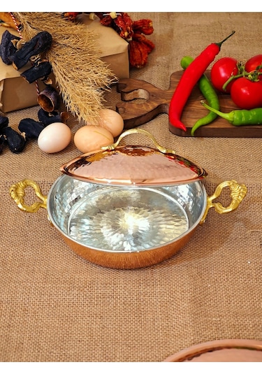 Modabakır Bakır Kapaklı Tava 16 Cm Model:5655555 Bakır