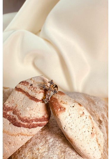 Limited Edition Haç Tasarım Altın Gold Renk 316l Stainless Steel Çelik Piercing Tragus Helix Altın