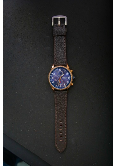 Hakiki Deri 24mm Akıllı Pimli Saat Kordonu Kahverengi