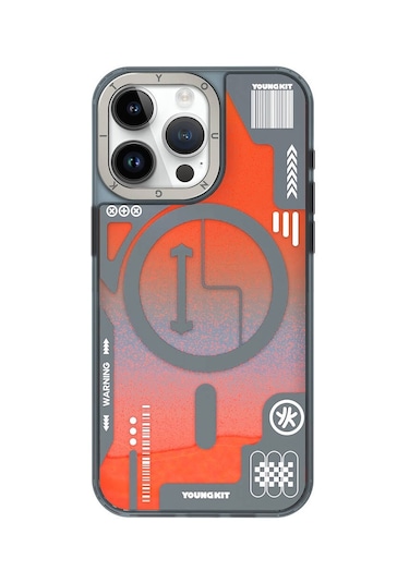 İphone 15 Pro Uyumlu Kılıf Sıvı Akışkanlı Magsafe Şarj Özellikli Youngkit Galaxy Serisi Kapak Mavi