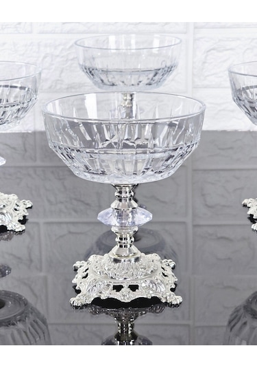 Paşabahçe Serisi Echo Kase & Magnolıa Kase & Dondurmalık & Şekerlik Kare Gümüş Döküm Ayaklı Naturel