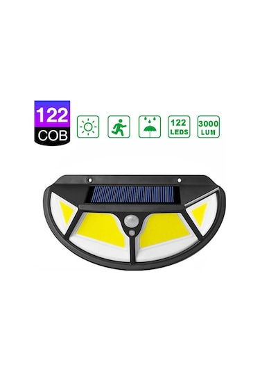 Technojet 122 Ledli Oval Cob Led Solar Güneş Enerjili Bahçe  Lamba