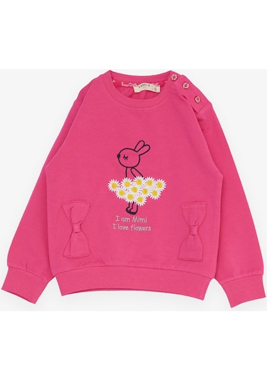 Breeze Kız Çocuk Eşofman Takım Çiçek Temalı Tavşancık Nakışlı 1-4 Yaş, Fuşya-fuşya Fuşya