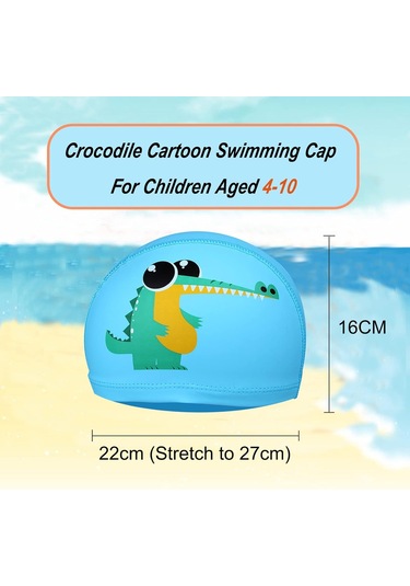 Çocuk Yüzme Boneleri Mavi Timsah Desen - Çocuklar İçin Yüzme Bon Mavi