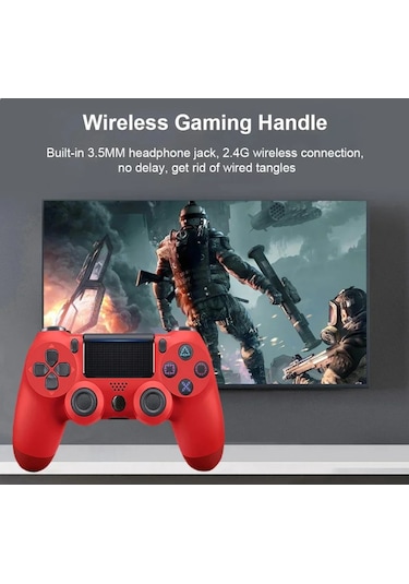 Ps4 Dualshock 4 Gamepad Yeni Nesil Kablosuz Pc Uyumlu Kol Kırmızı