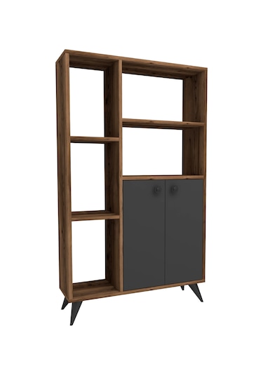 Arnetti Kitaplık 7 Raflı Meldan Kitaplık Lidya Antrasit