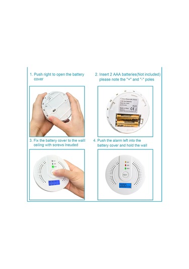 2 Paket Karbon Monoksit Dedektörü, Pille Çalışan Co Dedektörleri, Ev, Yatak Odası, Mutfak, Ofis İçin Işık Ve Dijital Ekranlı Karbon Monoksit Co Alarmı Diğer